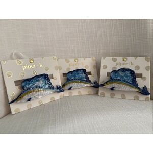 1- Piper K Blue Swordfish Rhinestones Hair Claw Hair Clip Sea Life Coastal Beach